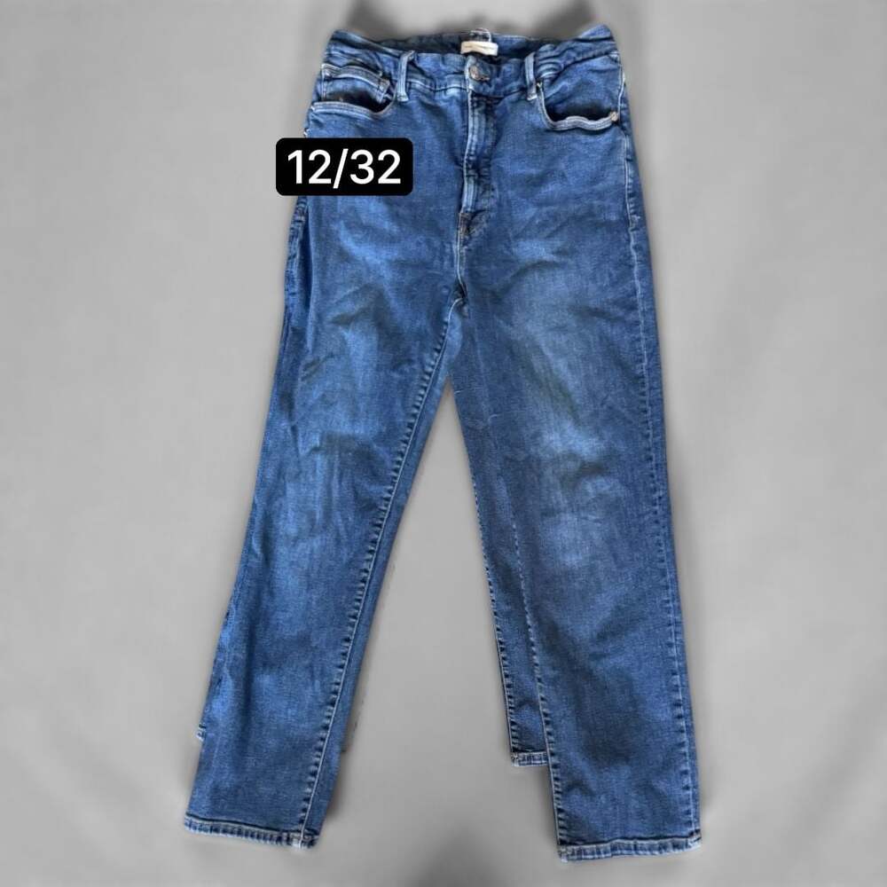 Good American Jeans Womens 12/31 Good Waist Raw Edge Ankle Skinny Medium Wash
